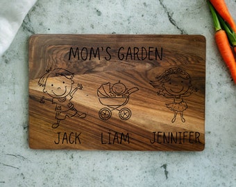 Customized Walnut Cutting Board with Kids Names, Grandmas Kitchen Gift From Grandkids, Handmade Mother's Day Gift, Gift for Mom