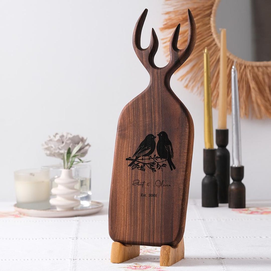 Custom Walnut Cheese Board Anniversary Gift for Wife, Rustic Kitchen ...
