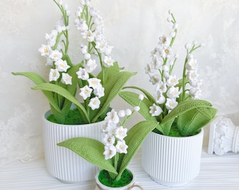 Crochet Lily of the Valley Potted Plant: Knitted Flower Decoration