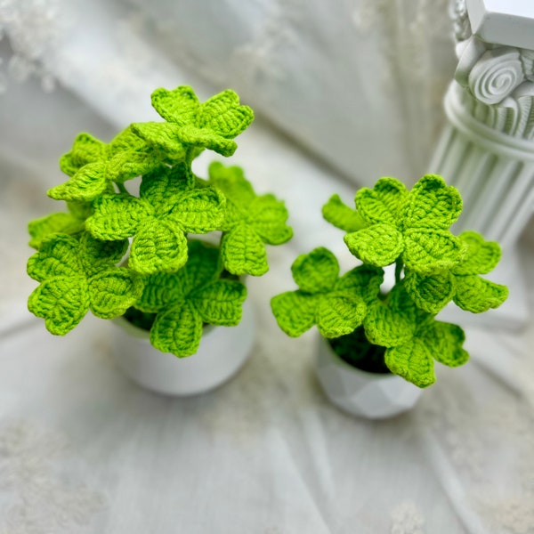Crochet Lucky Clover, Potted Plant, Mother's Day Gift