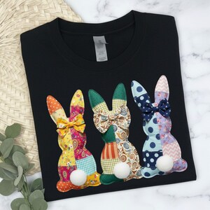 Faux patchwork de lapin de Pâques PNG, art printanier tendance, design par sublimation, DTF, Cottagecore (téléchargement numérique)