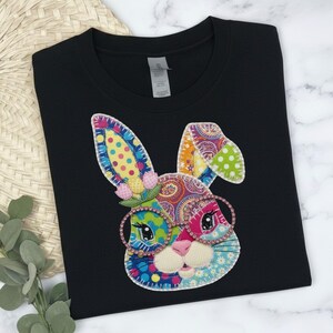 Faux Patchwork Osterhase PNG, trendige Frühlingskunst, Sublimationsdesign, DTF, Cottagecore (Digitaler Download)