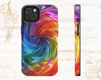 iPhone Rainbow Swirl Tough Case, iPhone 15 case, Rainbow Phone Case, LGBT Phone Case, Nature Inspired, iPhone 15 Case, Rainbow iPhone Case