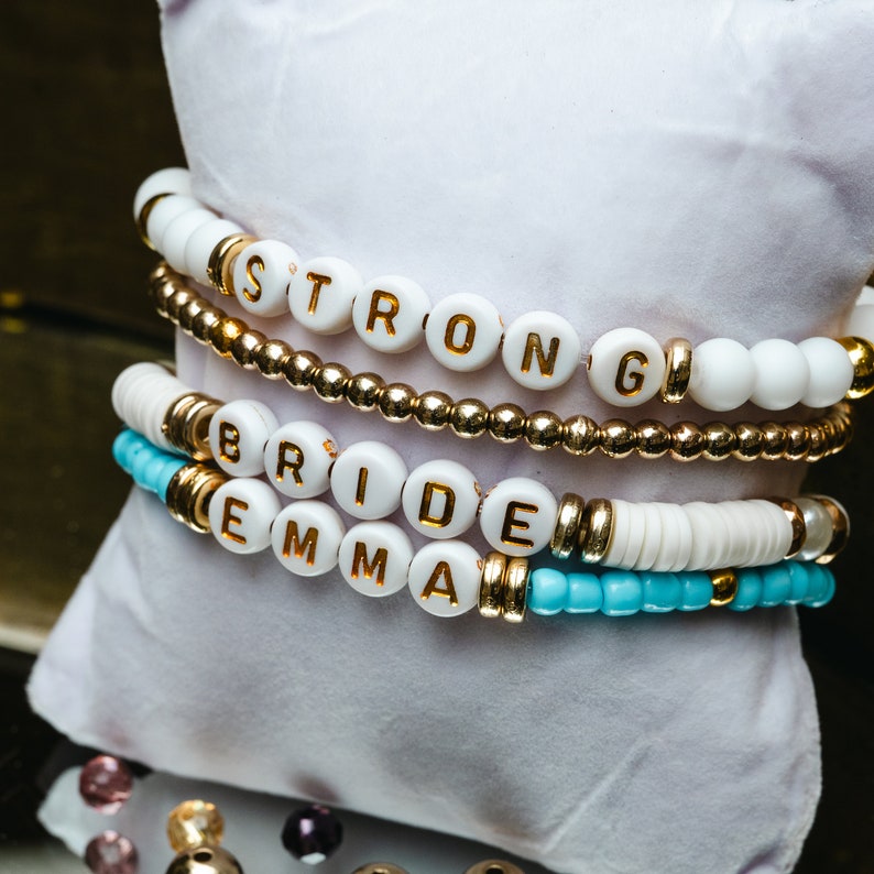 Personalized Custom Beaded Name Bracelets Custom Word Beaded Bracelets Handmade Jewelry friendship bracelets Christmas Custom bracelets Bild 7