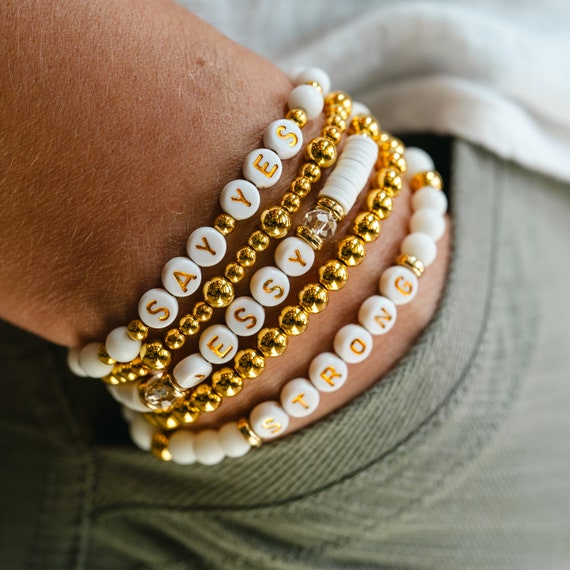 Beaded 'Personalized' Name Bracelets - Mixed tone – Meraki Accessories Inc