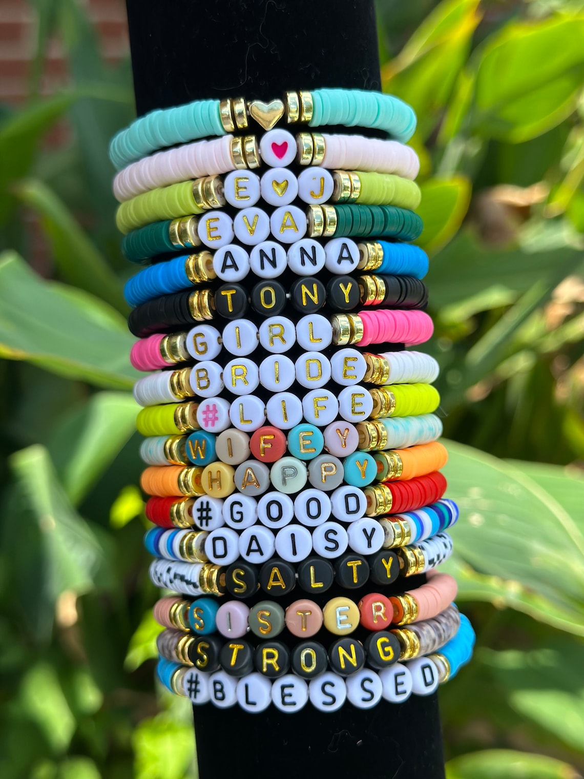 Personalized Custom Beaded Name Bracelets Custom Word Beaded Bracelets