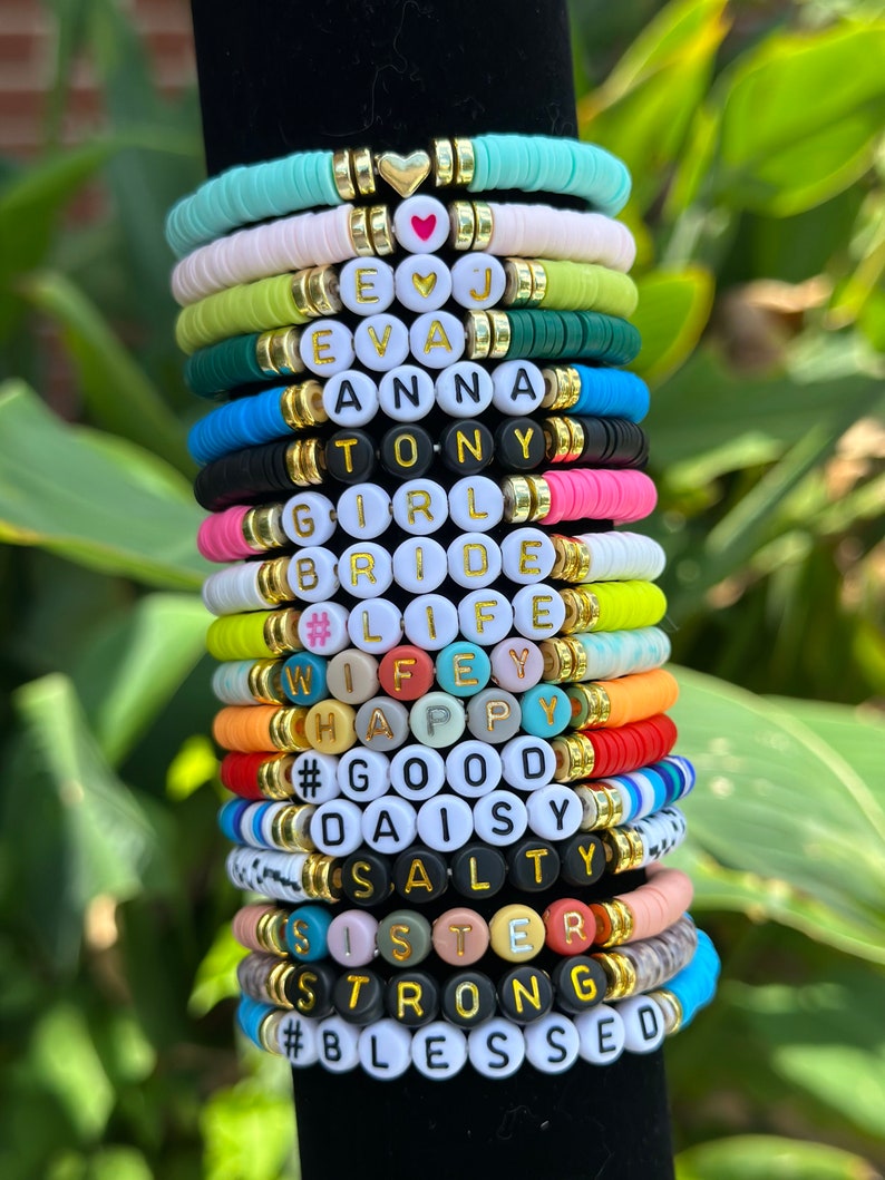 Bracelet d'amitié en perles personnalisées, commande groupée de bracelets de perles personnalisés avec prénom image 2