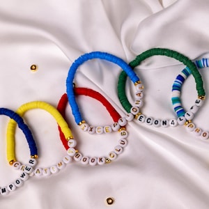 Pulseras personalizadas con nombre de cuentas, 25-50-100-200-1000 pulseras de amistad de pedidos a granel, pulseras con cuentas de palabras personalizadas