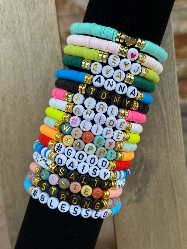 25-50-100-200-1000 Bulk Order Personalized Custom Beaded Name Bracelets, friendship bracelets, Custom Word Beaded Bracelets Bild 4