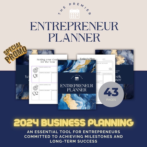 Entrepreneur Planner, Planner for Solopreneurs, Small Business Plan, Goal Setting, Weekly Planner, Side Hustle, Digital, Canva Editable