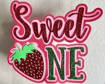 Berry & Daisy First Birthday Cupcake Toppers - Strawberry Themed Decor For Sweet One Party (12 Pack)
