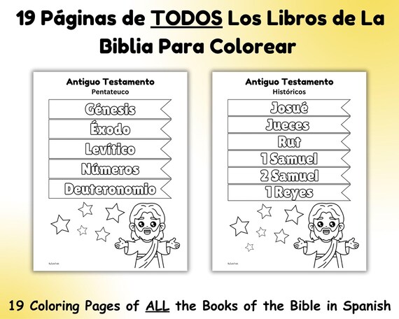Libros de La Biblia para Colorear, Antiguo Testamento, Nuevo Testamento, Books of the Bible in Spanish for Kids, Coloring pages for Kids.