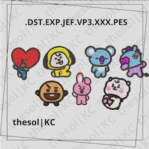 Puede incluir: Parches bordados con varios personajes de dibujos animados, incluyendo un conejo rosa, un oso marrón, un oso blanco, un koala azul, un perro amarillo y un caballo azul. Los parches están todos en un estilo de dibujos animados y tienen una variedad de expresiones.