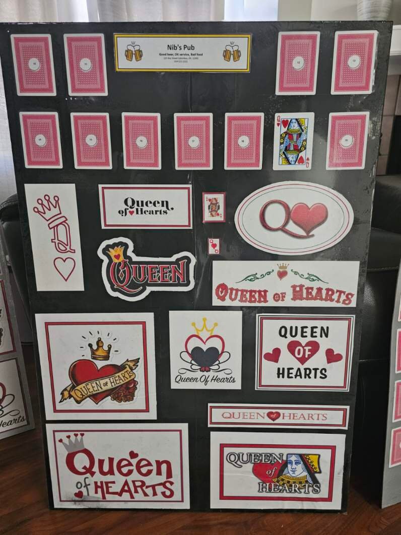 Queen of Hearts Raffle Board Etsy