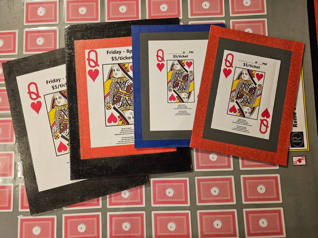 Queen of Hearts Raffle Board Rules Board Etsy
