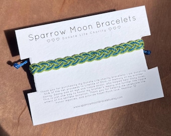 Give the Gift of Life • Donate Life Charity Braided Bracelet - Blue and Green
