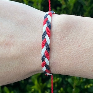 Pulsera trenzada con temática de los Cleveland Guardians • Azul marino, rojo y blanco