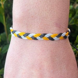 Pittsburgh Pirates Themed Braided Bracelet  •  Black, Yellow, and White