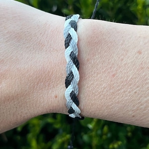 Chicago White Sox Themed Braided Bracelet  • Black, White, and Gray