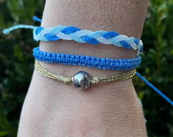 Kansas City Royals Bracelet Stack: Baseball Charm, Braided Macrame