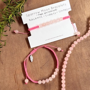 Armband med rosa smithsonitpärlor, brasilianskt vaxat snöre