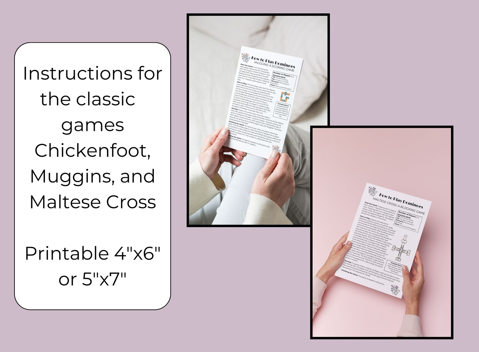 Domino Instructions Printable BUNDLE | Digital Download | How to Play Dominoes 3 Game Bundle ...