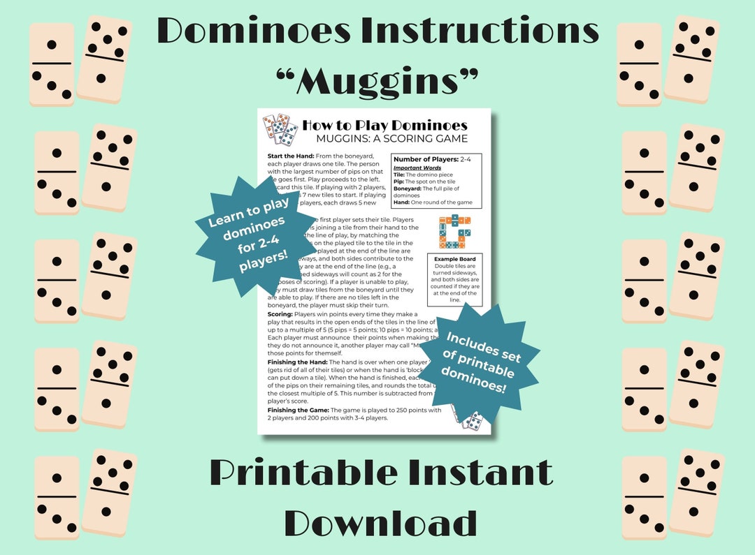 Domino Instructions Printable | Digital Download | How to Play Dominoes ...