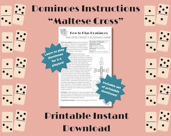 Domino Instructions Printable | Digital Download | How to Play Dominoes Maltese Cross