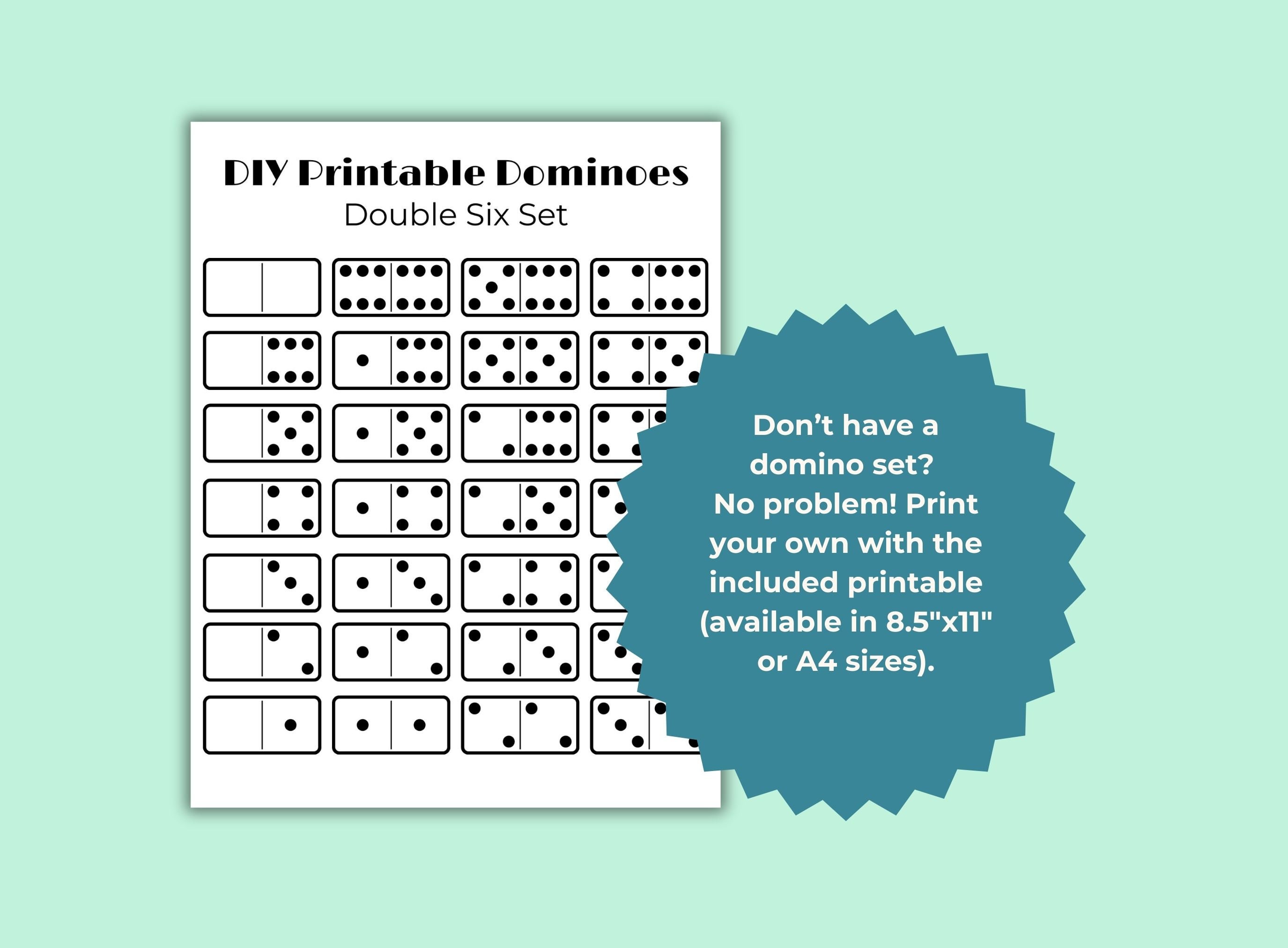 Domino Instructions Printable Digital Download How to Play Dominoes
