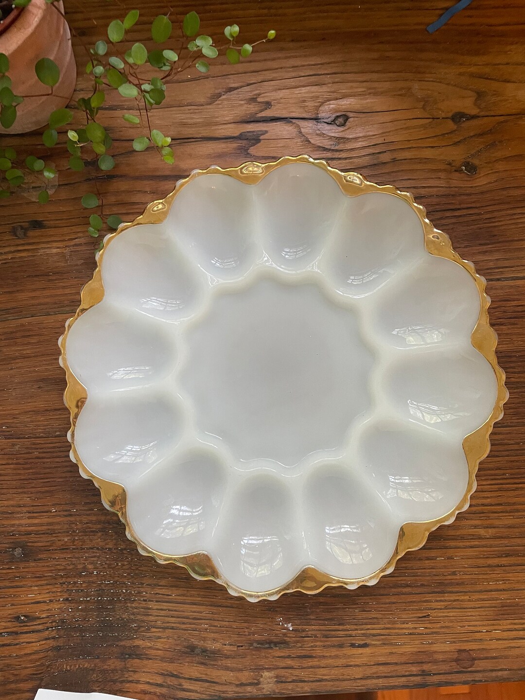 Anchor Hocking Milk Glass Egg Platter Etsy