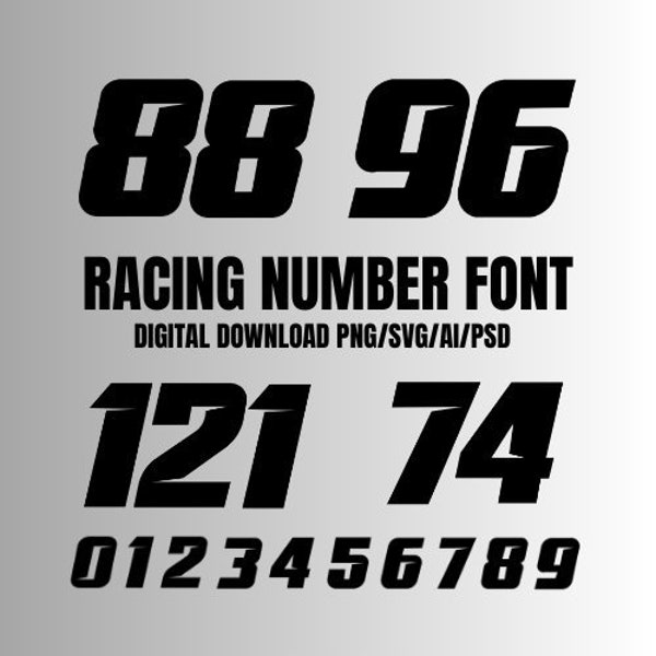 MX Dirt Track Racing Numbers SVG Font png ai psd