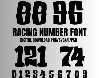 MX Dirt Track Racing Numbers SVG Font png ai psd