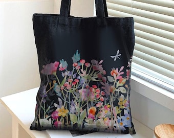 Wildflower Cutting Tote Bags - Watercolour, Pressed Flowers, Water Colour, Grasses, Watercolor Illustration Totes