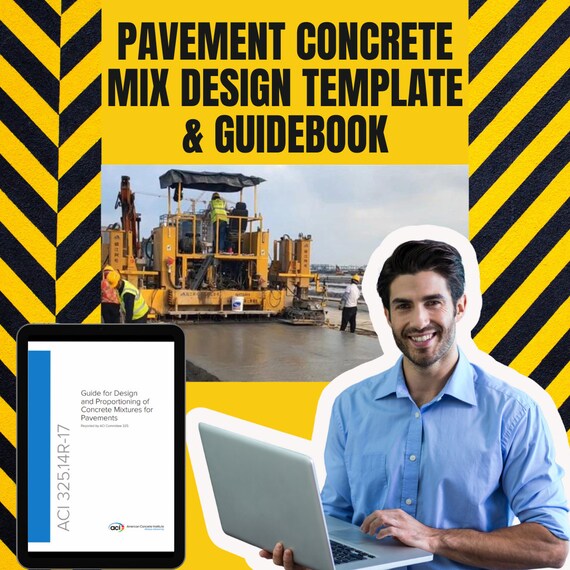 Concrete Pavement Design Tool - ACI 325.14R-17 and ACI 211 Compliant, Coarseness & Workability Factor Chart, Engineering Template