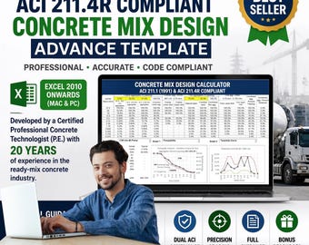 ACI Concrete Mix Design Template: Multiple Combined Grading (Digital Download)