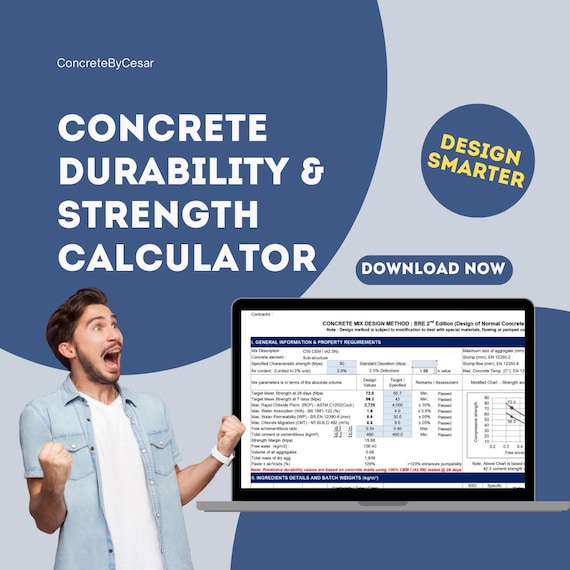 Concrete Durability and Strength Calculator Spreadsheet: BRE 2nd Edition (Excel Tool)