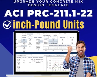 ACI PRC-211.1-22 Concrete Mix Design Template (inch-Pound Unit), Automated Spreadsheet, P.E. Verified