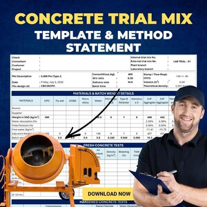 Concrete Trial Mix Template, Method Statement (ACI, ASTM)
