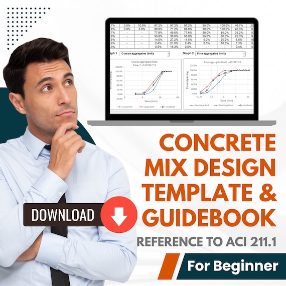 Concrete Mix Design Excel Template, ACI 211.1 Quality Control Calculator (Digital Download)