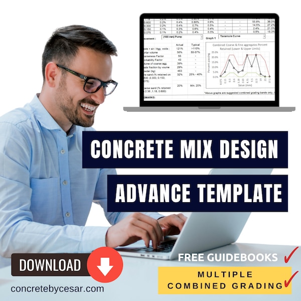 ACI (Advance template) concrete mix design: Multiple Combined all-in grading envelop based on the concrete applications.