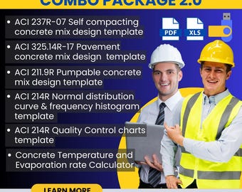 Concrete Technologist Pro Package: Advance Mix Design and Quality Control Templates
