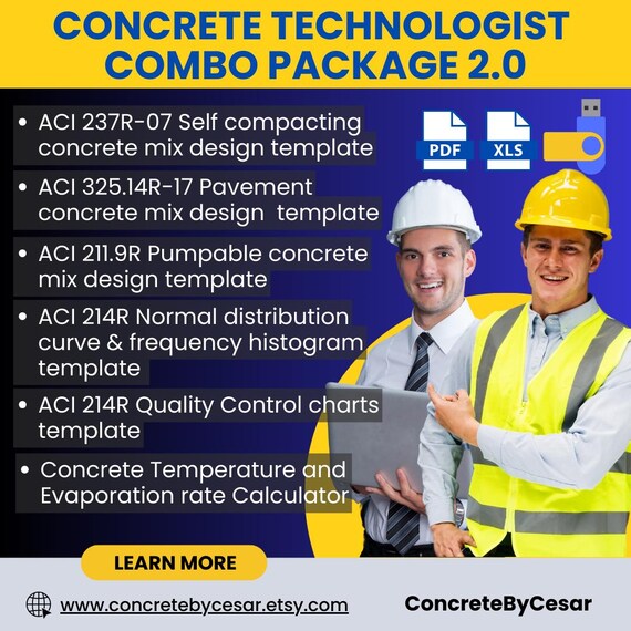 Concrete Technologist Pro Package: Advance Mix Design and Quality Control Templates