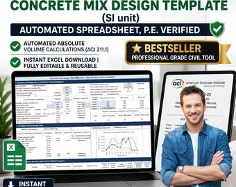 ACI PRC-211.1-22 Concrete Mix Design Template (SI unit), Automated Spreadsheet, P.E. Verified