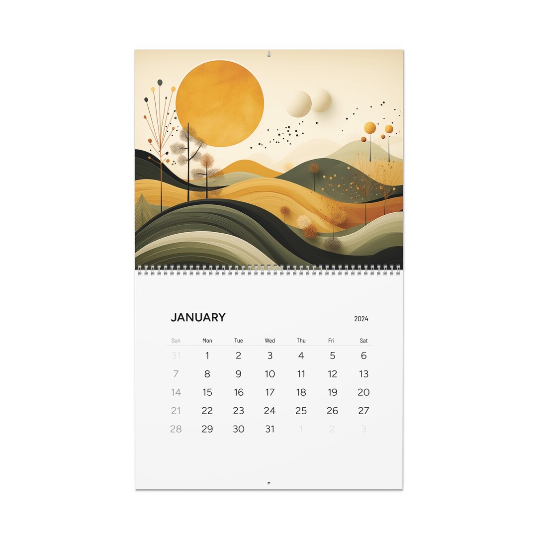 Abstract Art Wall Calendar 2024 Modern Minimalist Designs Theme Eco