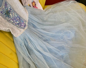 Princess Elsa Girls Costume Dress Toddler Girls Dress Elsa, Cosplay Girl Dress for Elsa Birthday Party and Elsa Girls Dress up Cosplay