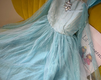 Princess Elsa Girls Dress up Costume Princess , Girls Dress Elsa Cosplay Fancy Dress for Elsa Birthday, Princess Elsa Dress up Cosplay Girls