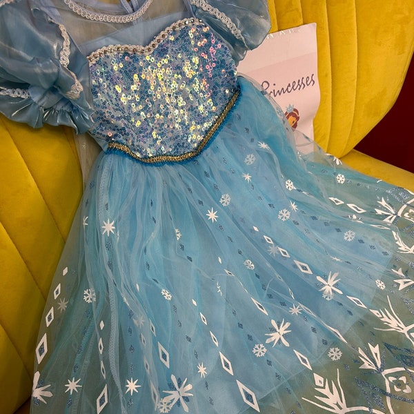 Girls Princess Elsa Costume Dress For Elsa Cosplay, Girls Elsa Birthday Party and Elsa Girls Fancy Dress up, Princess Flower Elsa Dress