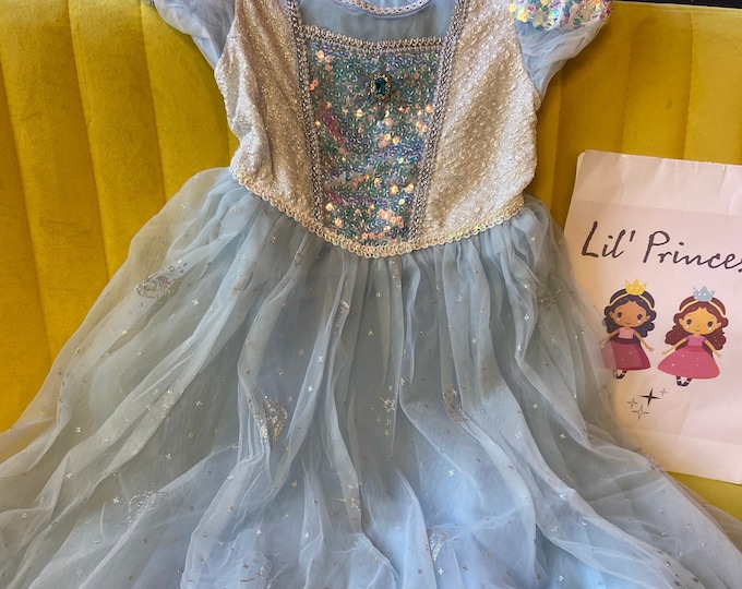 Prinzessin Elsa Kostüm Blau Prinzessin Elsa Mädchen Kleid Elsa Cosplay Mädchen Kleid für Elsa für Cosplay Geburtstagsparty und Elsa Mädchen verkleiden sich