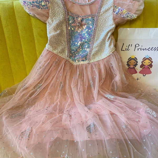 Disfraz de Princesa Elsa Vestido de Princesa Elsa Rosa para Niñas Vestido de Niña Cosplay de Elsa para Fiesta de Cumpleaños de Cosplay de Elsa y Disfraces para Niñas Elsa