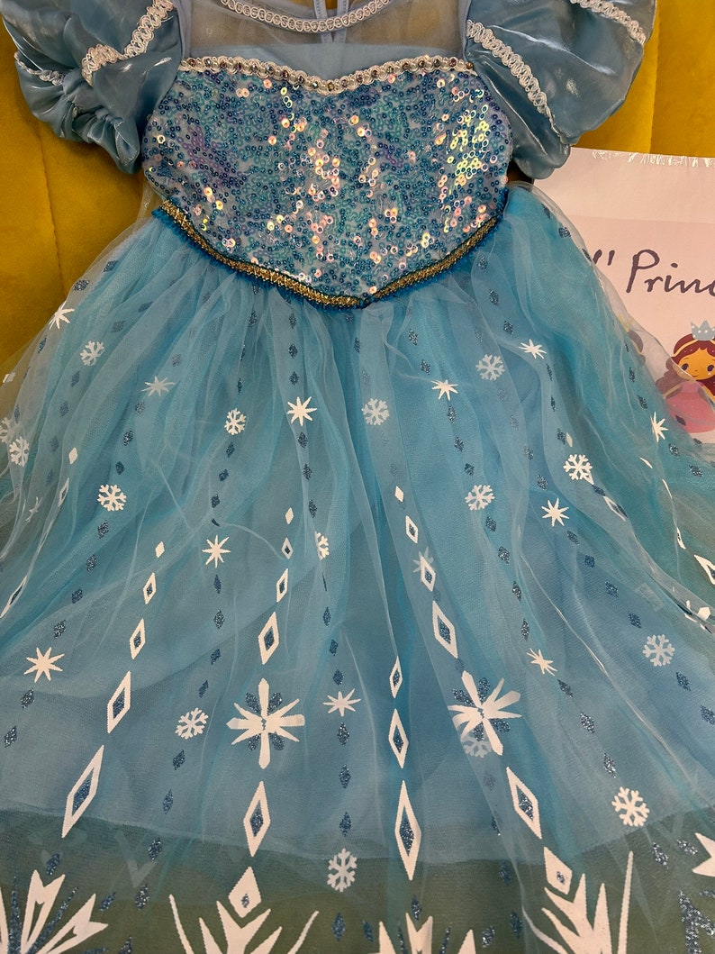 Déguisement princesse Elsa fille pour cosplay Elsa, fête d'anniversaire fille Elsa et déguisement fille Elsa, robe princesse fleur Elsa image 2